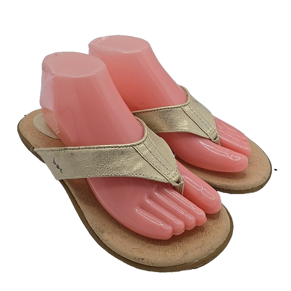 B.O.C BC0007830 Gold Shimmer Slip On Thong Slide Summer Sandals Womans Size 8M